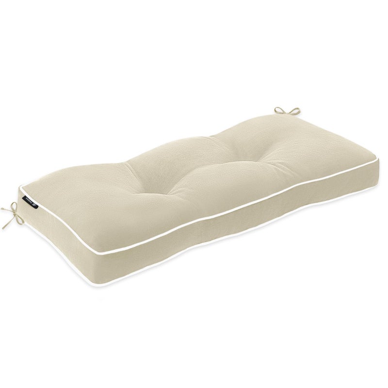 Favoyard Outdoor Bench Cushion 36 x 14 Inch Water-Resistant & 3-Year Fade Resistant Patio Furniture Cushions Tufted Garden Seat Pads for Indoor/Outdoor Porch Sofa Settee Couch with Ties, Beige - Image 1